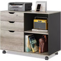 GALAXHERO 3-Drawer Wood File Cabinet, Mobile Lateral Filing Cabinet, Printer Stand with Open Storage Shelves for Home Office