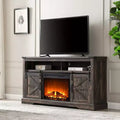 OKD 60 Fireplace TV Stand for 65+ Inch TV, 33 Tall TV Stand w/Sliding Barn Door