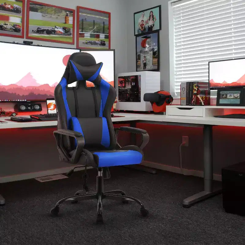 Chaise de bureau Gaming Chiar confortable et élégante avec fonction massage, support lombaire réglable, pivotement à 360 degrés et roulettes fluides