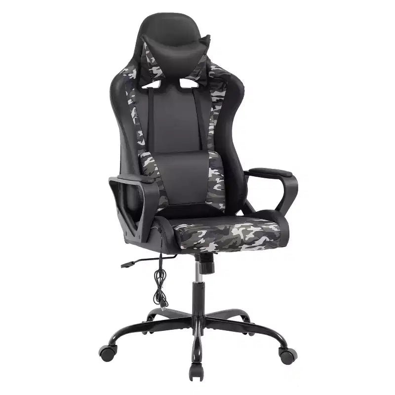 FDW Gaming Chiar Comfortable and Stylish Massage Office Chair with Adjustable Lumbar Support 360-Degree Swivel and Smooth-Rolling Casters