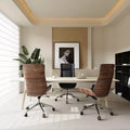 Tree City- High Back Executive Office Chair with Walnut Bent Wood Back and Faux Leather Seat  Swivel & Rolling Base
