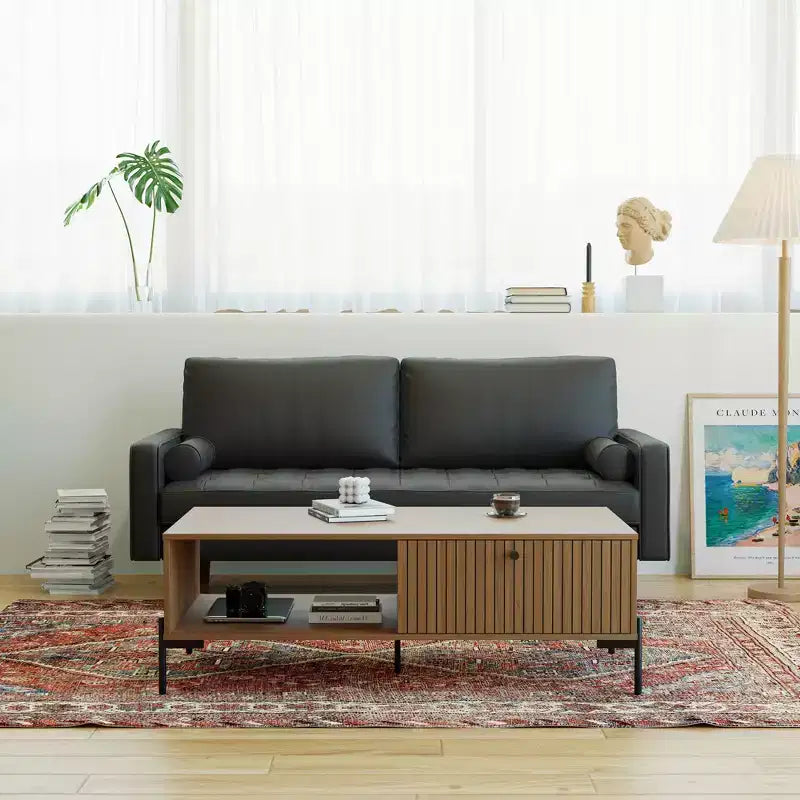 Canapé Loveseat en Faux Cuir 70", Canapé 3 Places Moderne du Milieu du Siècle pour Petits Espaces, Salon d'Appartement