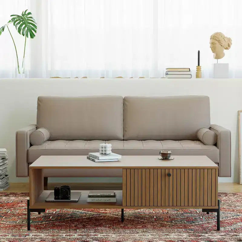 Canapé Loveseat en Faux Cuir 70", Canapé 3 Places Moderne du Milieu du Siècle pour Petits Espaces, Salon d'Appartement