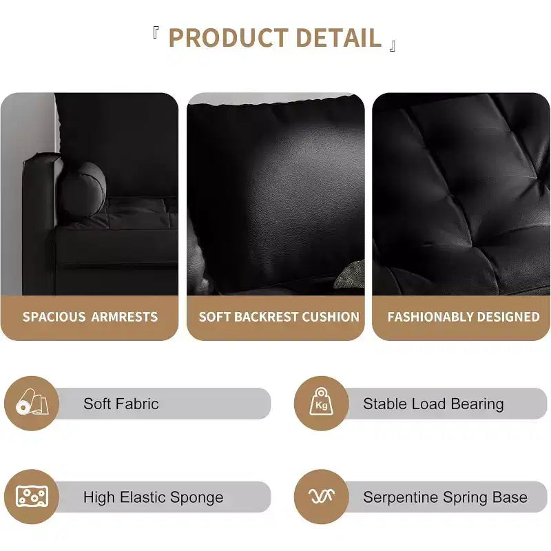 Canapé Loveseat en Faux Cuir 70", Canapé 3 Places Moderne du Milieu du Siècle pour Petits Espaces, Salon d'Appartement