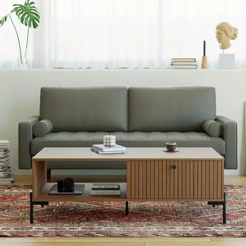 Canapé Loveseat en Faux Cuir 70", Canapé 3 Places Moderne du Milieu du Siècle pour Petits Espaces, Salon d'Appartement