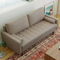 Tree City- 70 Faux Leather Loveseat Sofa, Mid-Century Modern 3-Seater Couch for Small Spaces, Apartment Living Room