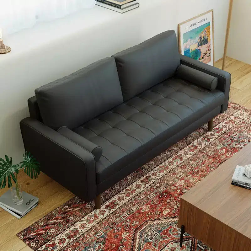 Canapé Loveseat en Faux Cuir 70", Canapé 3 Places Moderne du Milieu du Siècle pour Petits Espaces, Salon d'Appartement