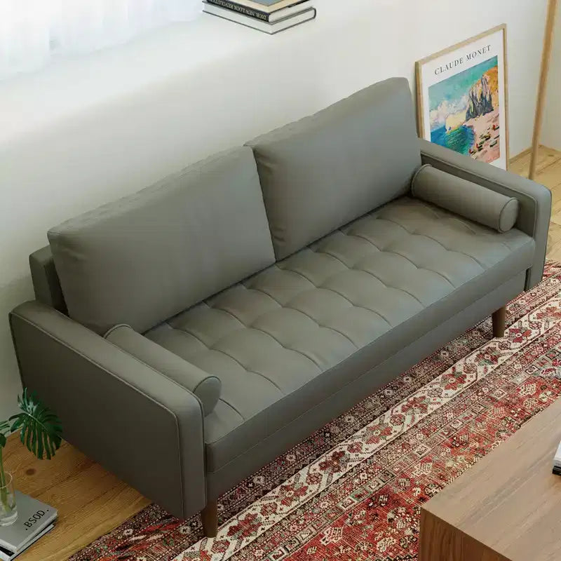 Canapé Loveseat en Faux Cuir 70", Canapé 3 Places Moderne du Milieu du Siècle pour Petits Espaces, Salon d'Appartement