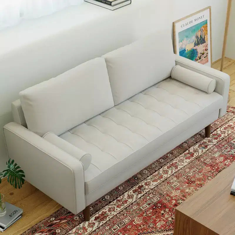 Canapé Loveseat en Faux Cuir 70", Canapé 3 Places Moderne du Milieu du Siècle pour Petits Espaces, Salon d'Appartement