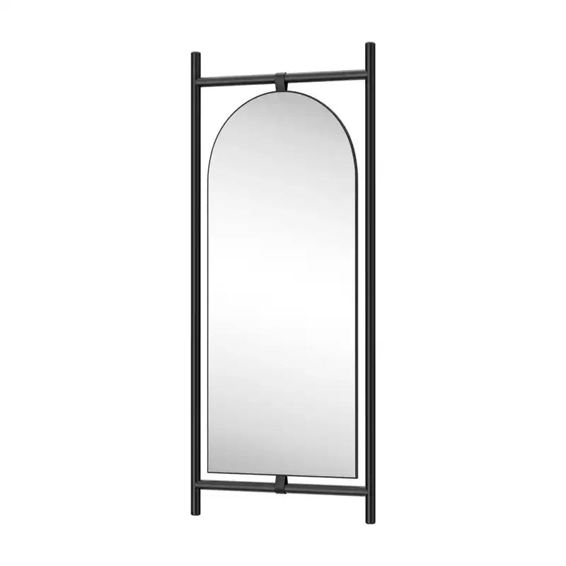 PexFix 31 in. W x 75 in. H Ladder-Style Arched Solid Wood Framed Mirror in Brown