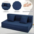 Folding Sofa Bed, Foldable Couch Bed with Pillow, Convertible Sleeper Chair Mattress, Futon Floor Couch with Memory Foam Washable Cover, Blue
