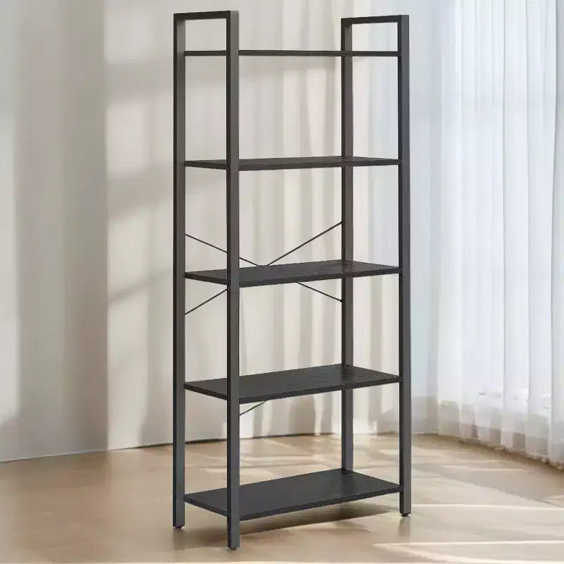 Bibliothèque haute à 5 niveaux, étagère avec cadre en acier, étagère à livres pour salon, bureau à domicile, étude, 11,8 x 26 x 60 pouces, style industriel