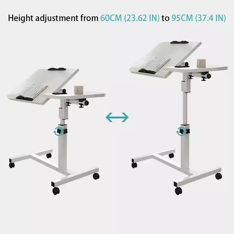 Table de lit réglable en hauteur, avec roulettes antidérapantes pour salon, chambre à coucher, hôpital