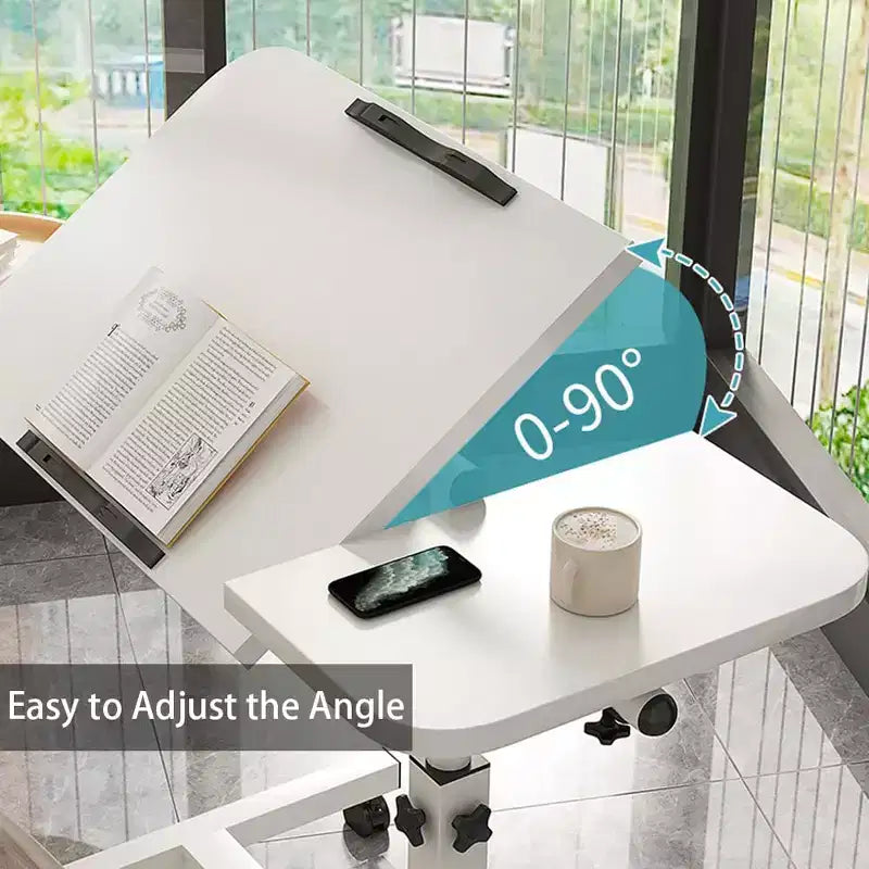 Table de lit réglable en hauteur, avec roulettes antidérapantes pour salon, chambre à coucher, hôpital