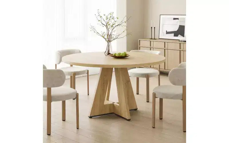 TUYOHW Wood Dining Table with Metal Legs,47 Round Kitchen Table for 4-7 with Smooth Round Edges,Spacious Dining Room Table for Living Room