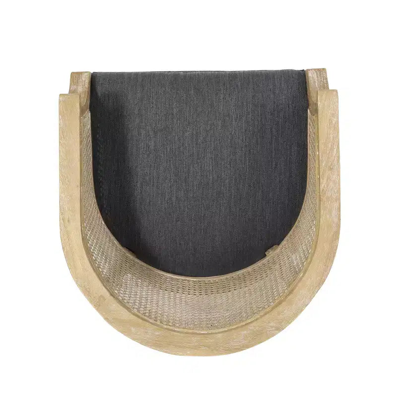 Fauteuil d'appoint moderne en bois avec assise épaisse et rembourrée, dossier incurvé en rotin, fauteuil de salon pour le séjour ou la chambre à coucher