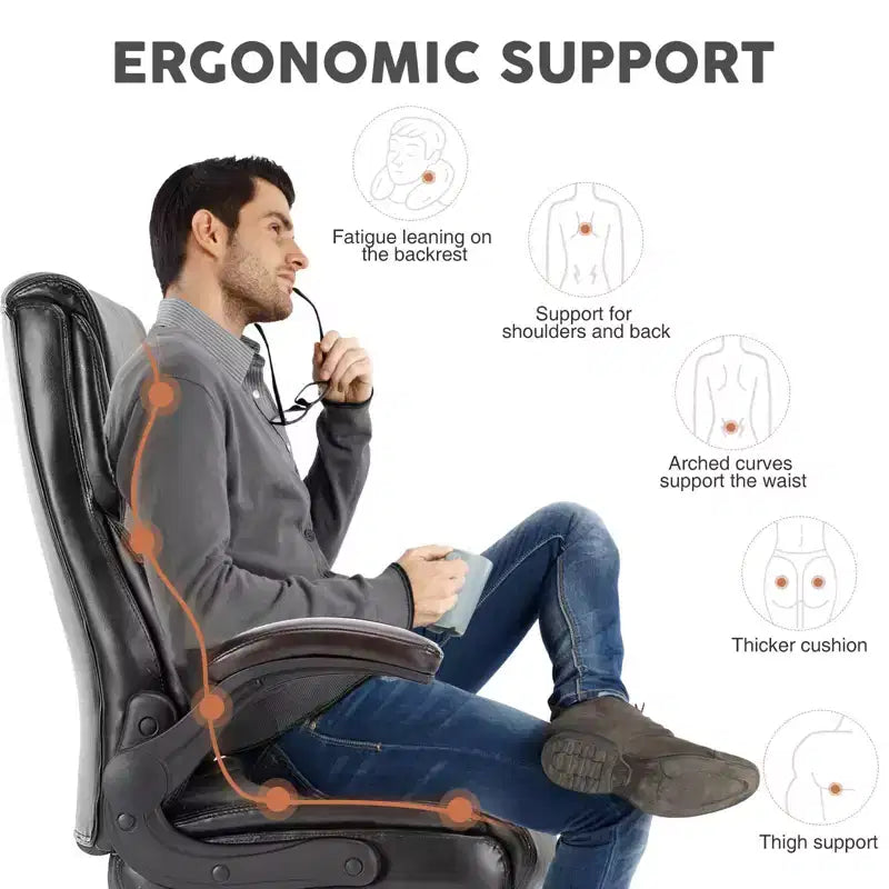 Chaise de bureau ergonomique avec accoudoirs relevables réglables, chaise d'ordinateur pivotante avec soutien lombaire et base en métal, chaise entrecroisée pour la maison