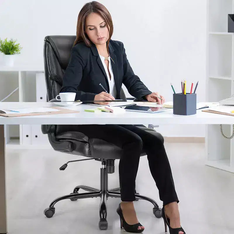 Chaise de bureau ergonomique avec accoudoirs relevables réglables, chaise d'ordinateur pivotante avec soutien lombaire et base en métal, chaise entrecroisée pour la maison