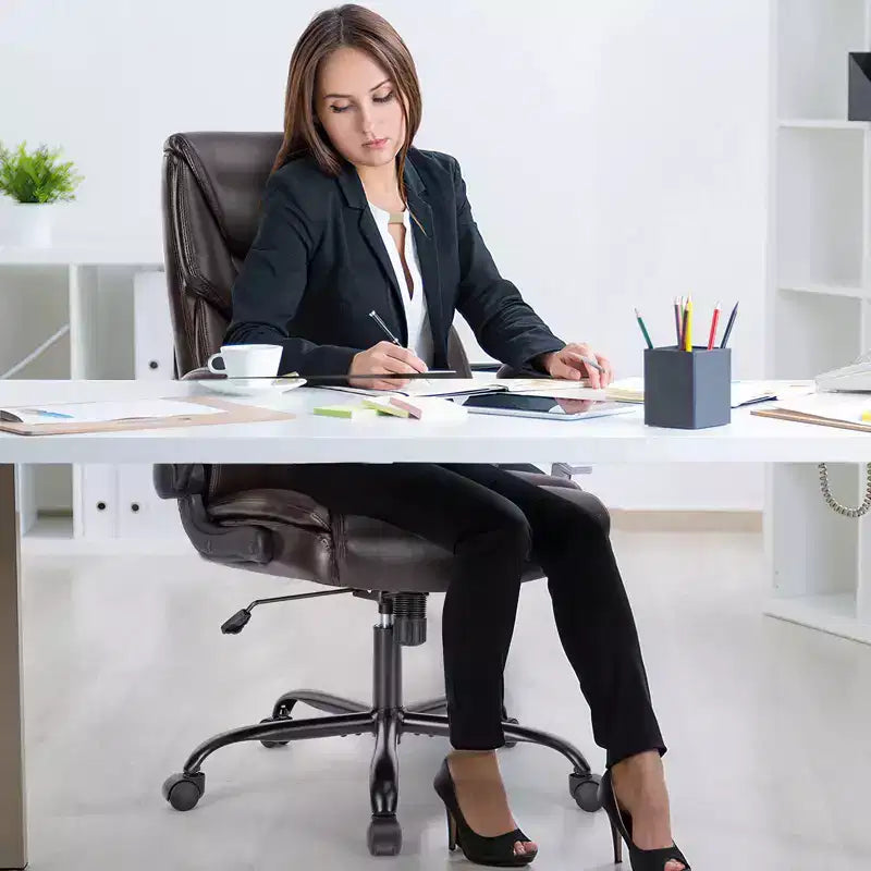 Chaise de bureau ergonomique avec accoudoirs relevables réglables, chaise d'ordinateur pivotante avec soutien lombaire et base en métal, chaise entrecroisée pour la maison
