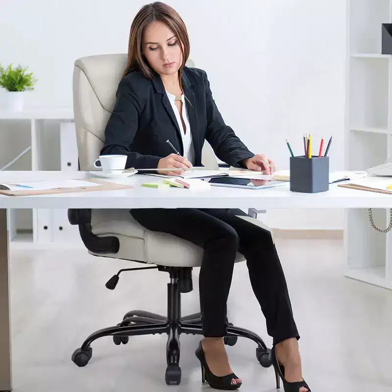 Chaise de bureau ergonomique avec accoudoirs relevables réglables, chaise d'ordinateur pivotante avec soutien lombaire et base en métal, chaise entrecroisée pour la maison
