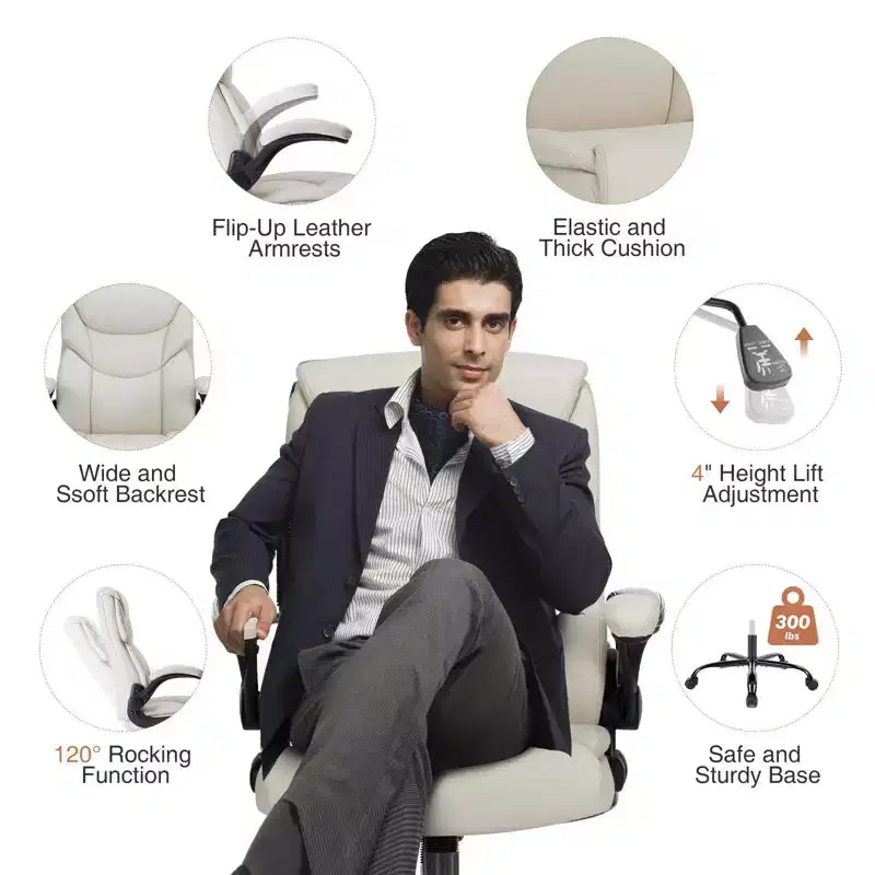 Chaise de bureau ergonomique avec accoudoirs relevables réglables, chaise d'ordinateur pivotante avec soutien lombaire et base en métal, chaise entrecroisée pour la maison