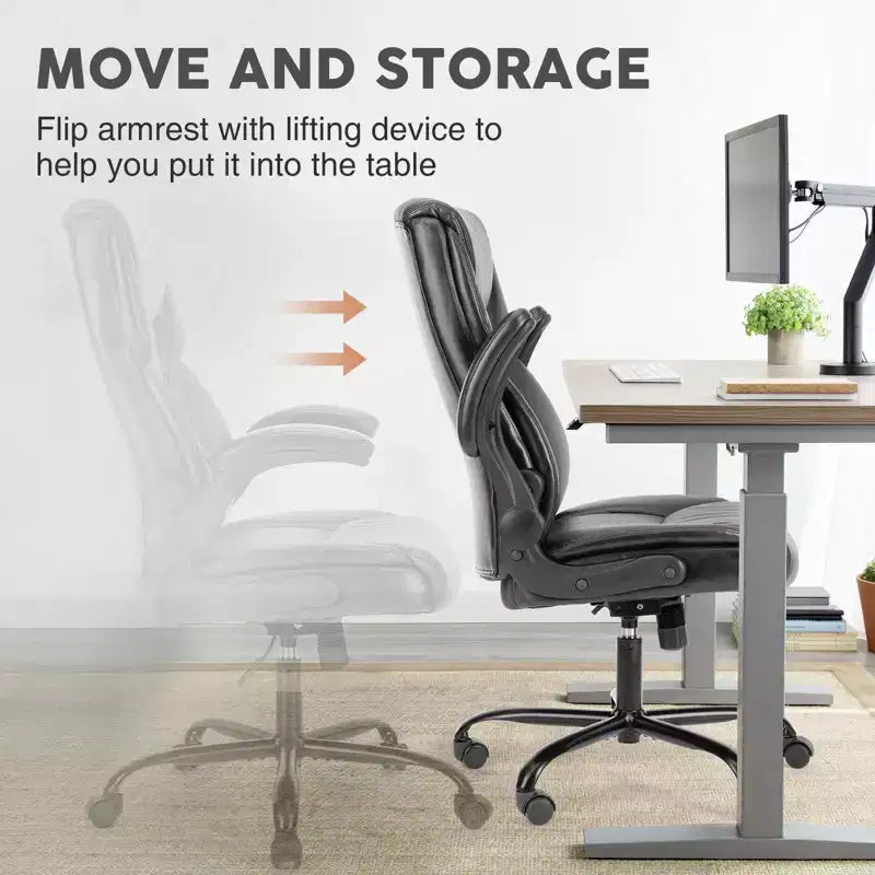 Chaise de bureau ergonomique avec accoudoirs relevables réglables, chaise d'ordinateur pivotante avec soutien lombaire et base en métal, chaise entrecroisée pour la maison