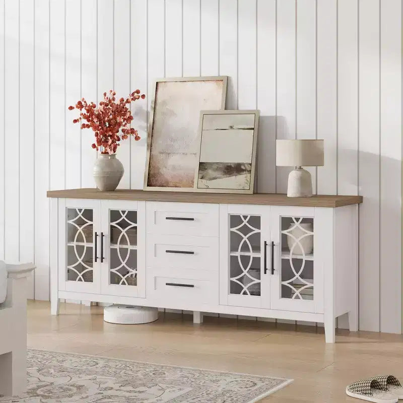 Meuble TV avec tiroirs de rangement, Meuble TV, Table console TV pour salon/chambre à coucher, Armoire de rangement
