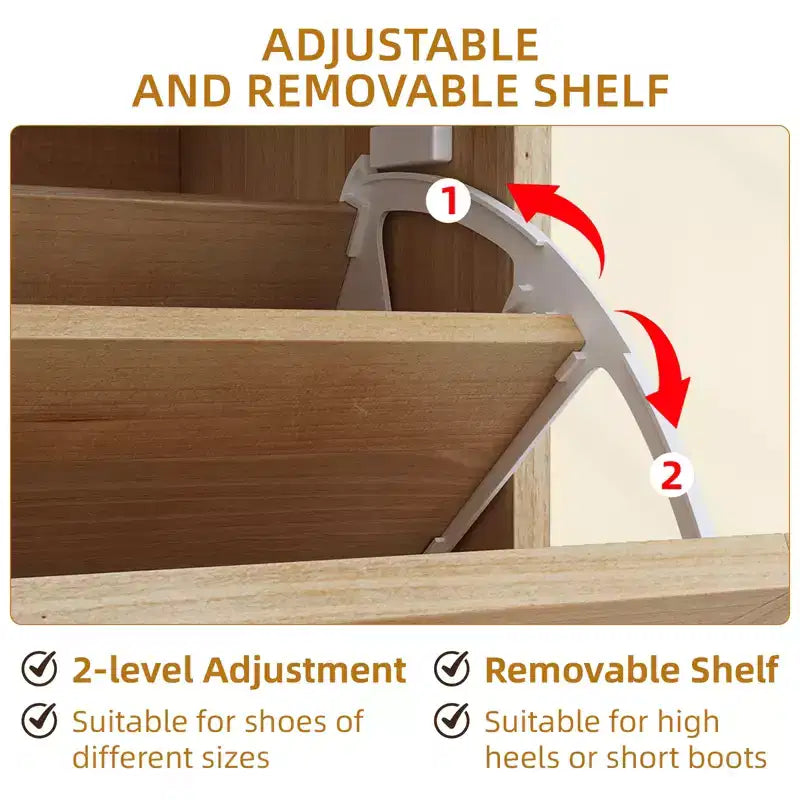 Meuble de rangement pour chaussures en rotin, table d'entrée de style ferme avec 4 tiroirs basculants et 2 tiroirs, organiseur de chaussures en bois pour entrée, couloir