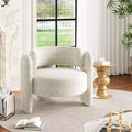 Modern Barrel Accent Chair, Upholstered Living Room Chair Cozy Round Armrest Chair With Open Back Round Corner Side Sitting Lounge Armchair for Home