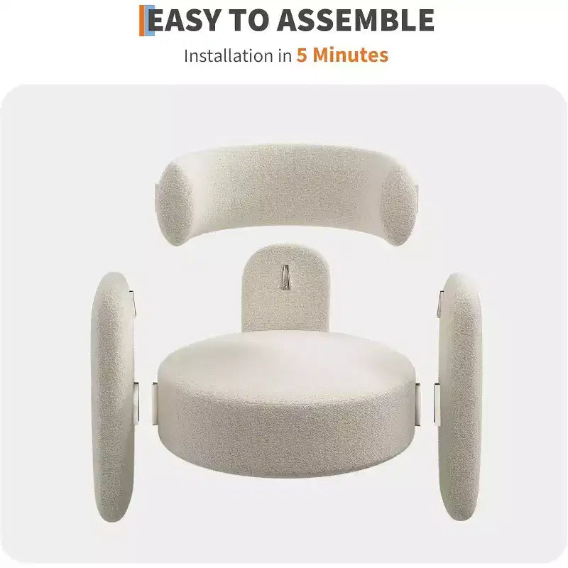 Fauteuil d'appoint moderne en forme de tonneau, fauteuil de salon rembourré, fauteuil confortable avec accoudoirs arrondis et dossier ouvert, fauteuil de salon d'appoint aux coins arrondis pour la maison