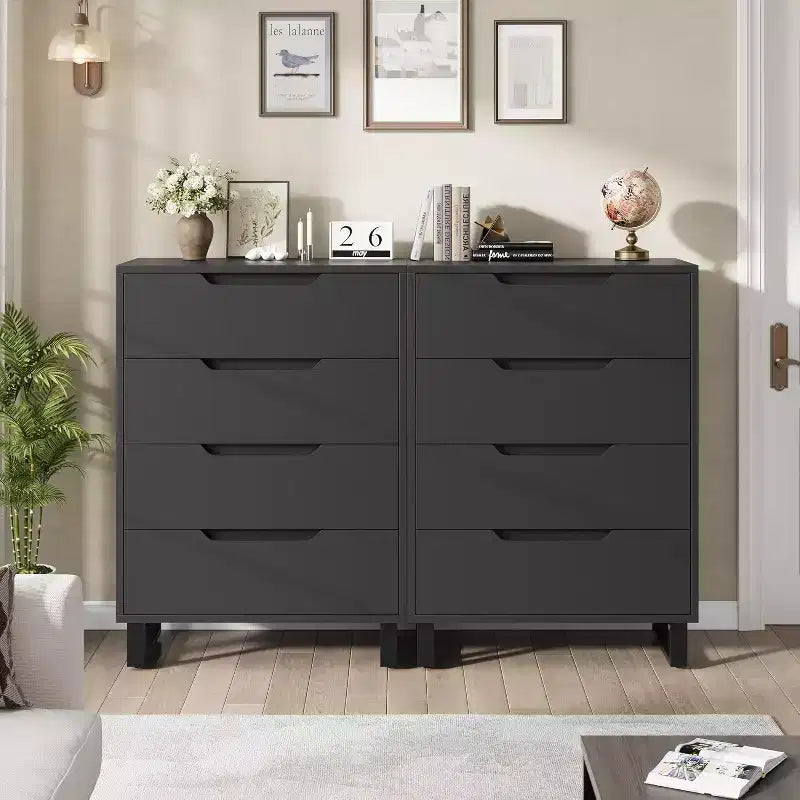 Commode de Chambre à Coucher 4 Tiroirs, Commode Haute de 105 cm, Meuble Tiroir Vertical Autonome avec Rangement, Coffre de Rangement en Bois pour Chambre à Coucher, Couloir, Entrée