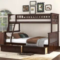 Twin Over Full Bunk Bed with Two Storage Drawers, Convertible Bunk Bed Can be Converted Into Two Daybed
