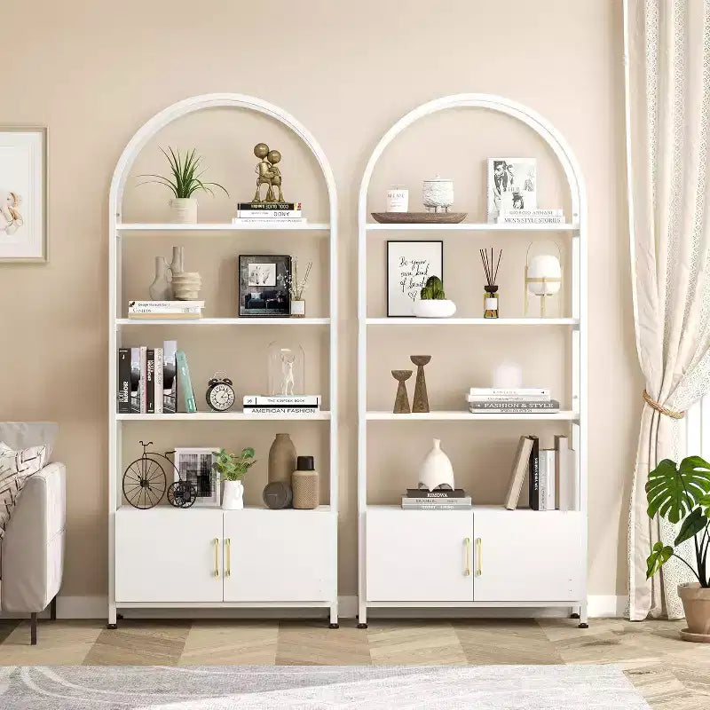 Étagère, grande bibliothèque avec armoire en bois et métal, étagères de rangement autoportantes, unité de rangement industrielle pour chambre à coucher, salon