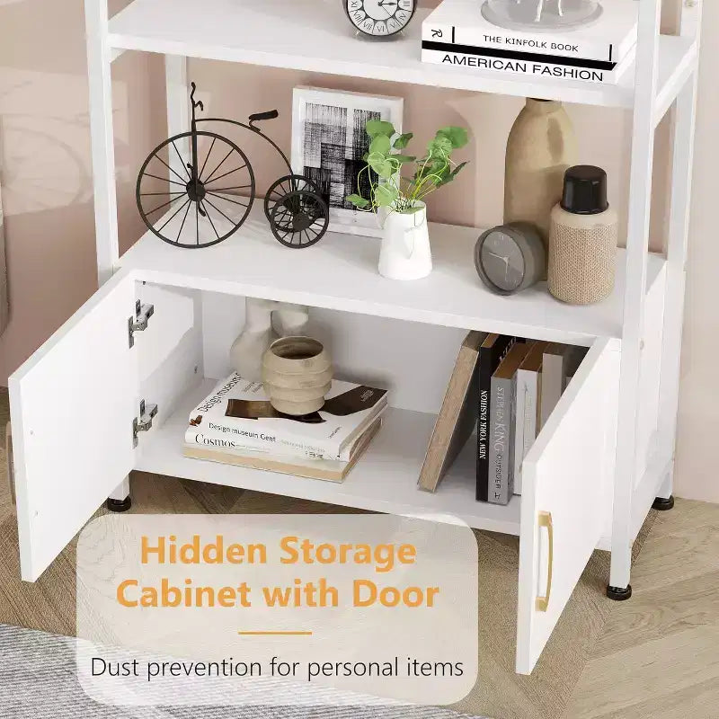 Étagère, grande bibliothèque avec armoire en bois et métal, étagères de rangement autoportantes, unité de rangement industrielle pour chambre à coucher, salon