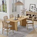PexFix 67 x 33.5 Natural Solid Wood Farmhouse Dining Table with V-Shaped Legs and Square Wood Top for Modern Dining Rooms & Family Gatherings