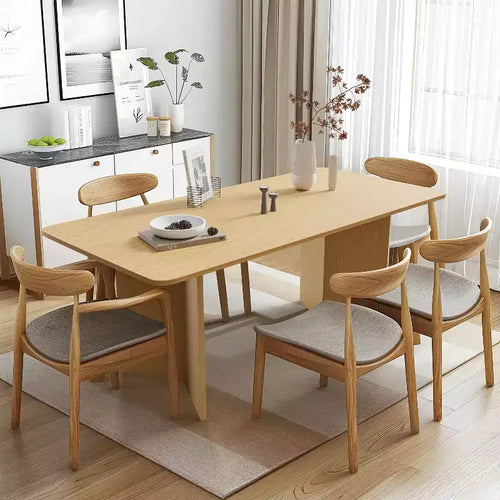 Table de salle à manger rustique en bois massif naturel 67 x 33,5 avec pieds en V et plateau carré en bois pour salles à manger modernes et réunions de famille