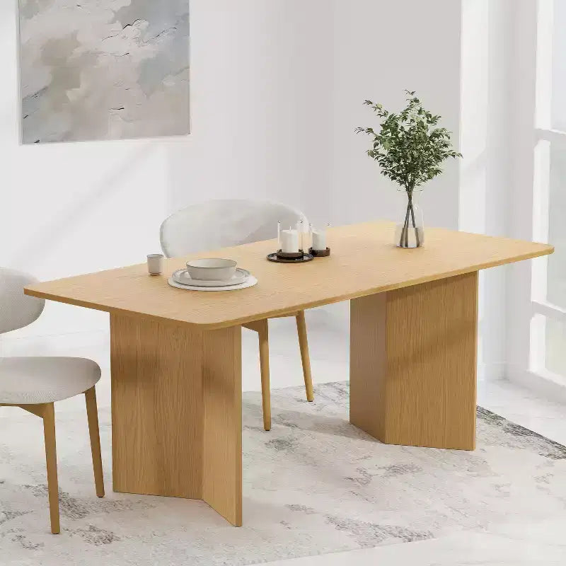 Table de salle à manger rustique en bois massif naturel 67 x 33,5 avec pieds en V et plateau carré en bois pour salles à manger modernes et réunions de famille