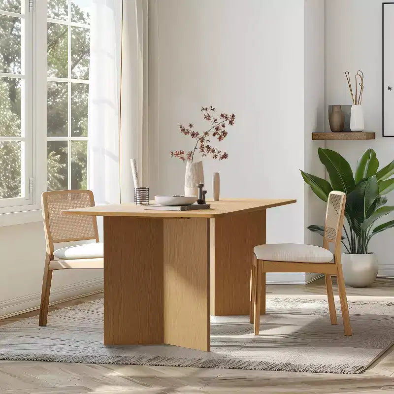 Table de salle à manger rustique en bois massif naturel 67 x 33,5 avec pieds en V et plateau carré en bois pour salles à manger modernes et réunions de famille