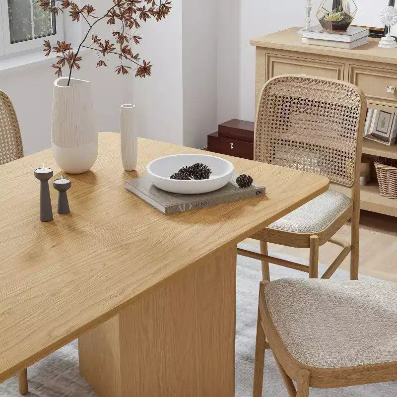 Table de salle à manger rustique en bois massif naturel 67 x 33,5 avec pieds en V et plateau carré en bois pour salles à manger modernes et réunions de famille