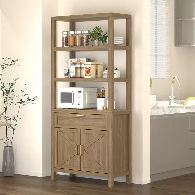COZONY Modern Bookshelf w/ Storage Cabinet, 71 Bookcase Farmhouse Cabinet w/ Adjustable Shelves, Bookshelves for Bedroom, Living Room, Home & Office