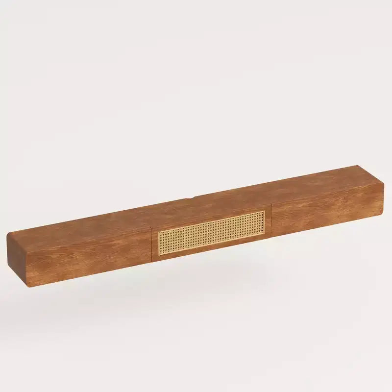 Meuble TV flottant de 78,74 pouces pour téléviseur de 85 pouces, console média murale avec porte en rotin et tiroirs, étagère de divertissement moderne