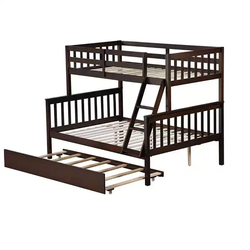 Lit superposé jumeau sur grand, détachable, avec lit gigogne pour enfants et adolescents, lit superposé en bois avec échelle et garde-corps, séparable en 2 lits.