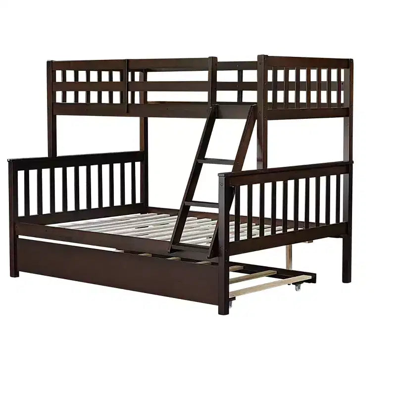 Lit superposé jumeau sur grand, détachable, avec lit gigogne pour enfants et adolescents, lit superposé en bois avec échelle et garde-corps, séparable en 2 lits.