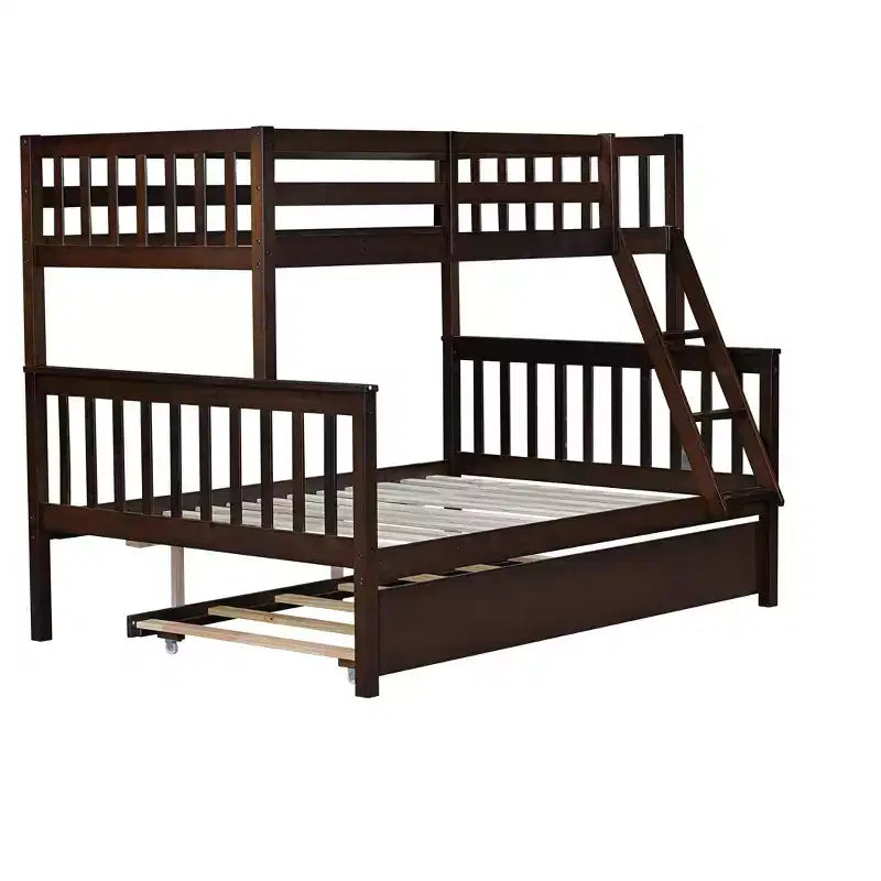 Lit superposé jumeau sur grand, détachable, avec lit gigogne pour enfants et adolescents, lit superposé en bois avec échelle et garde-corps, séparable en 2 lits.
