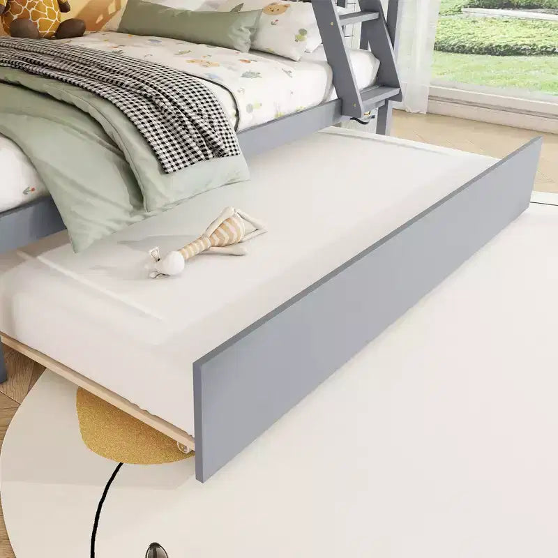 Lit superposé jumeau sur grand, détachable, avec lit gigogne pour enfants et adolescents, lit superposé en bois avec échelle et garde-corps, séparable en 2 lits.