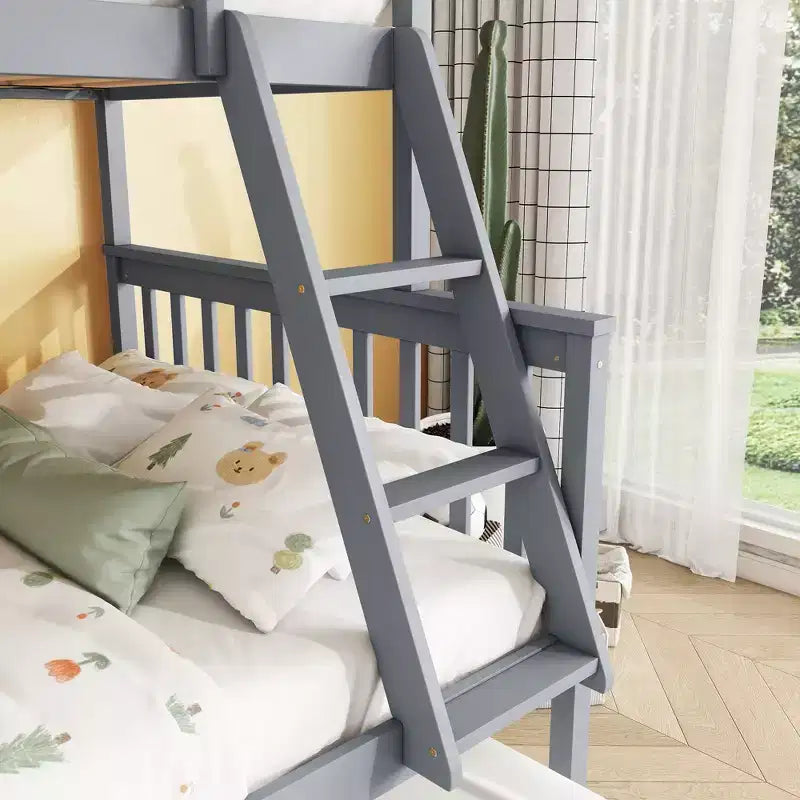 Lit superposé jumeau sur grand, détachable, avec lit gigogne pour enfants et adolescents, lit superposé en bois avec échelle et garde-corps, séparable en 2 lits.