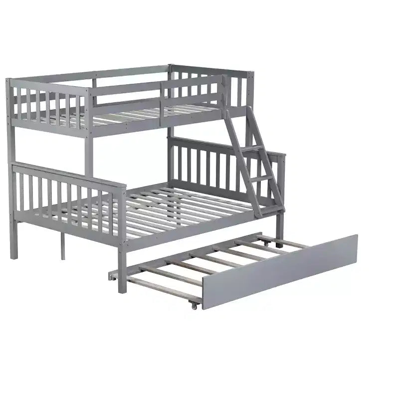 Lit superposé jumeau sur grand, détachable, avec lit gigogne pour enfants et adolescents, lit superposé en bois avec échelle et garde-corps, séparable en 2 lits.