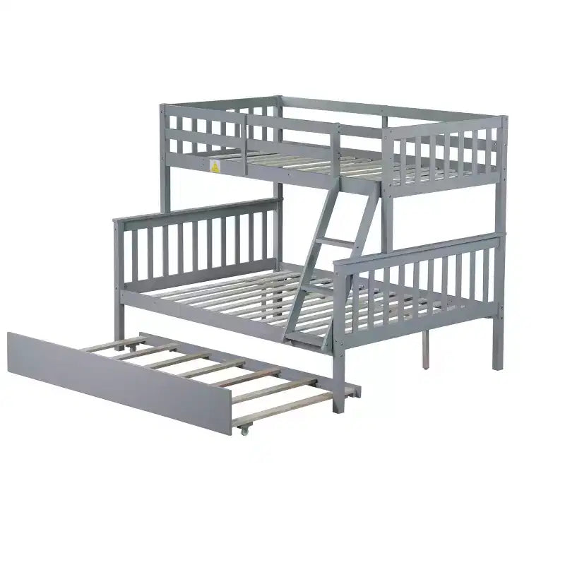 Lit superposé jumeau sur grand, détachable, avec lit gigogne pour enfants et adolescents, lit superposé en bois avec échelle et garde-corps, séparable en 2 lits.