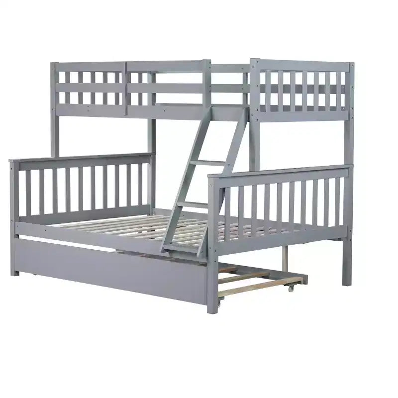 Lit superposé jumeau sur grand, détachable, avec lit gigogne pour enfants et adolescents, lit superposé en bois avec échelle et garde-corps, séparable en 2 lits.