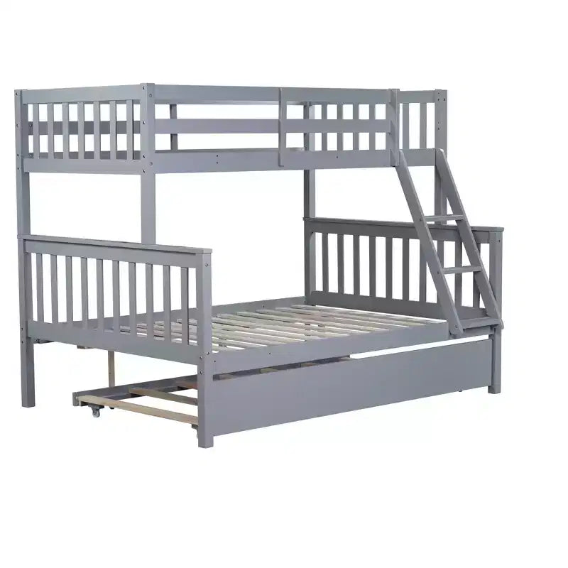 Lit superposé jumeau sur grand, détachable, avec lit gigogne pour enfants et adolescents, lit superposé en bois avec échelle et garde-corps, séparable en 2 lits.